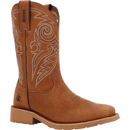 Rocky Western Boot, 11 M, Leather, 12 in H, Cognac RKW0433